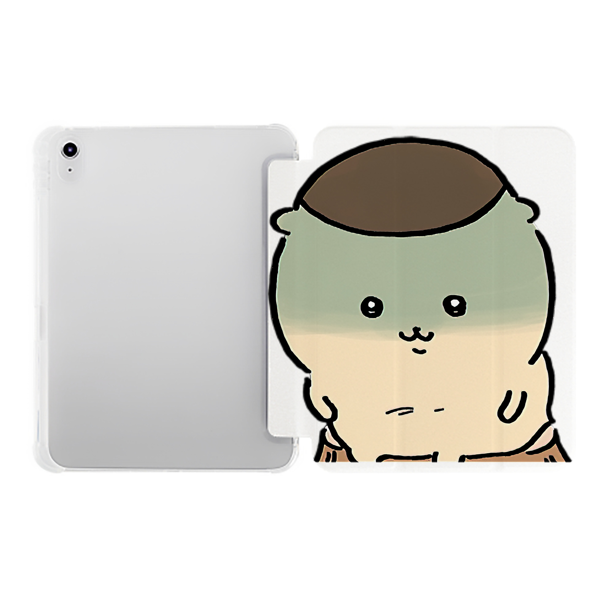 （画像用） ちいかわ くりまんじゅう Chii-kawa kuri manjū IPad ケース ペン収納付き 三つ折りスタンド PUレザー×シリコン 対応機種9.5/10.5/10.9インチ